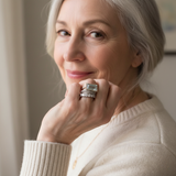 Set Vintage di Anelli in Argento con Turchese di Vetro