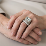 Set Vintage di Anelli in Argento con Turchese di Vetro