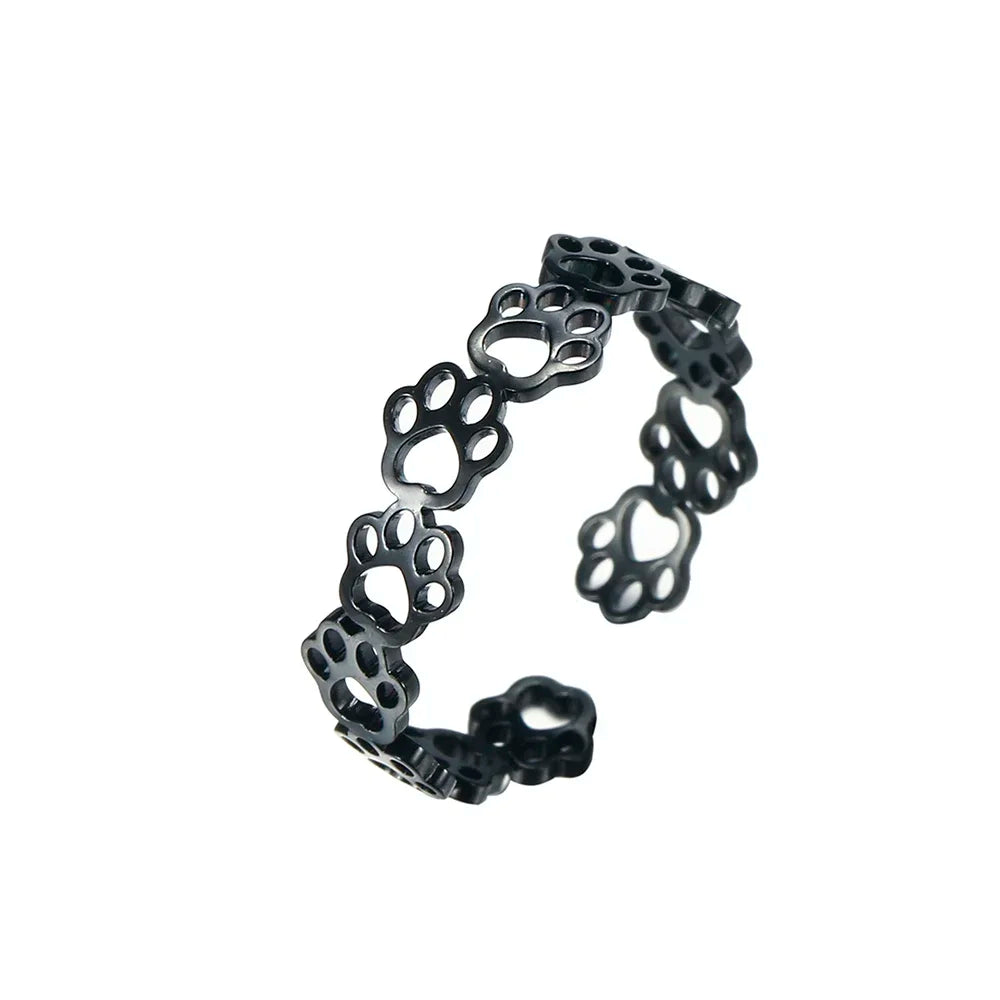Anello Regolabile con Motivo di Zampa – In Acciaio Inossidabile