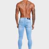 Alfredo - Pantaloni Blu Chiaro con Elementi Strappati