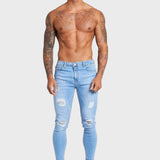 Alfredo - Pantaloni Blu Chiaro con Elementi Strappati